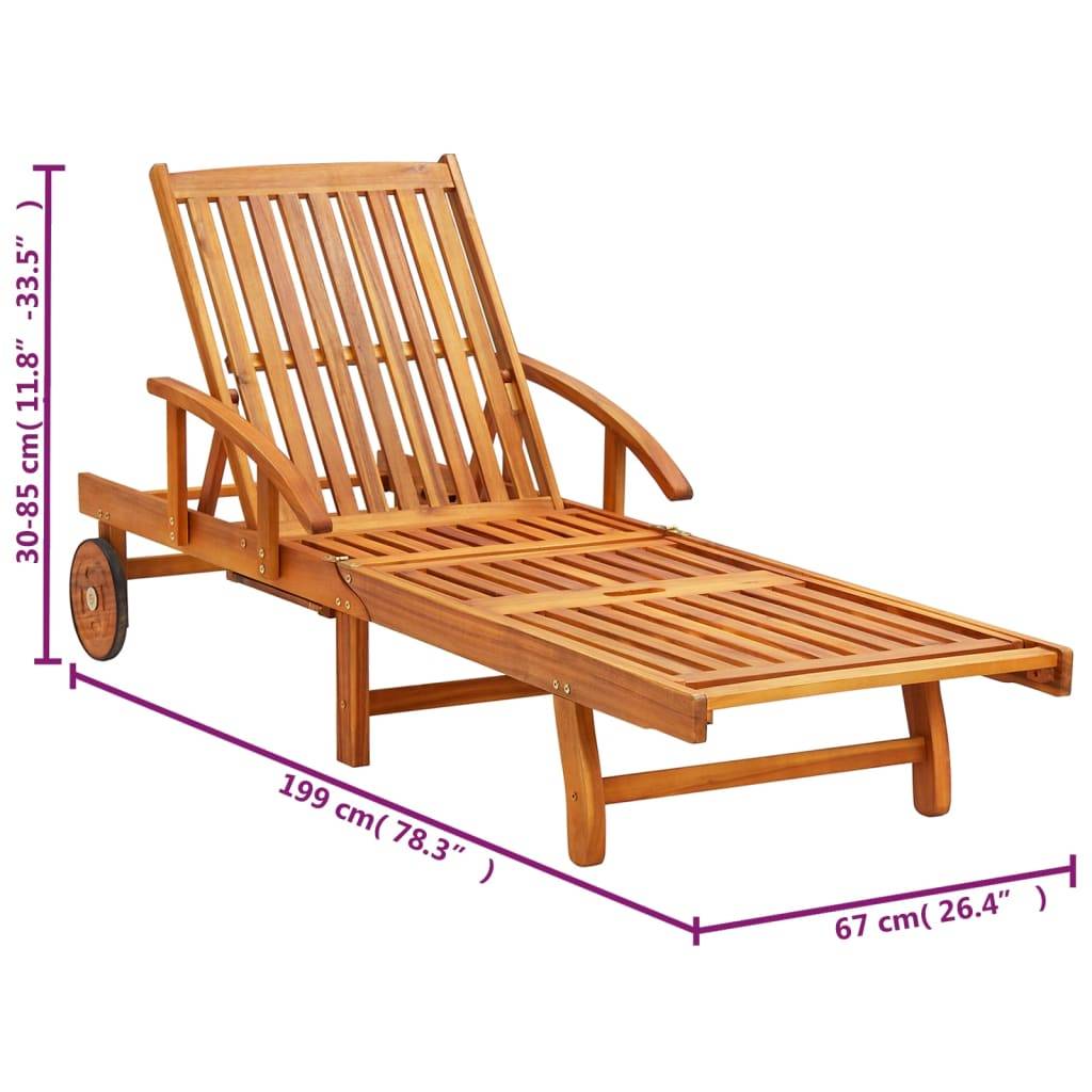 vidaXL Sonnenliegen 2 Stk. mit Auflagen Massivholz Akazie