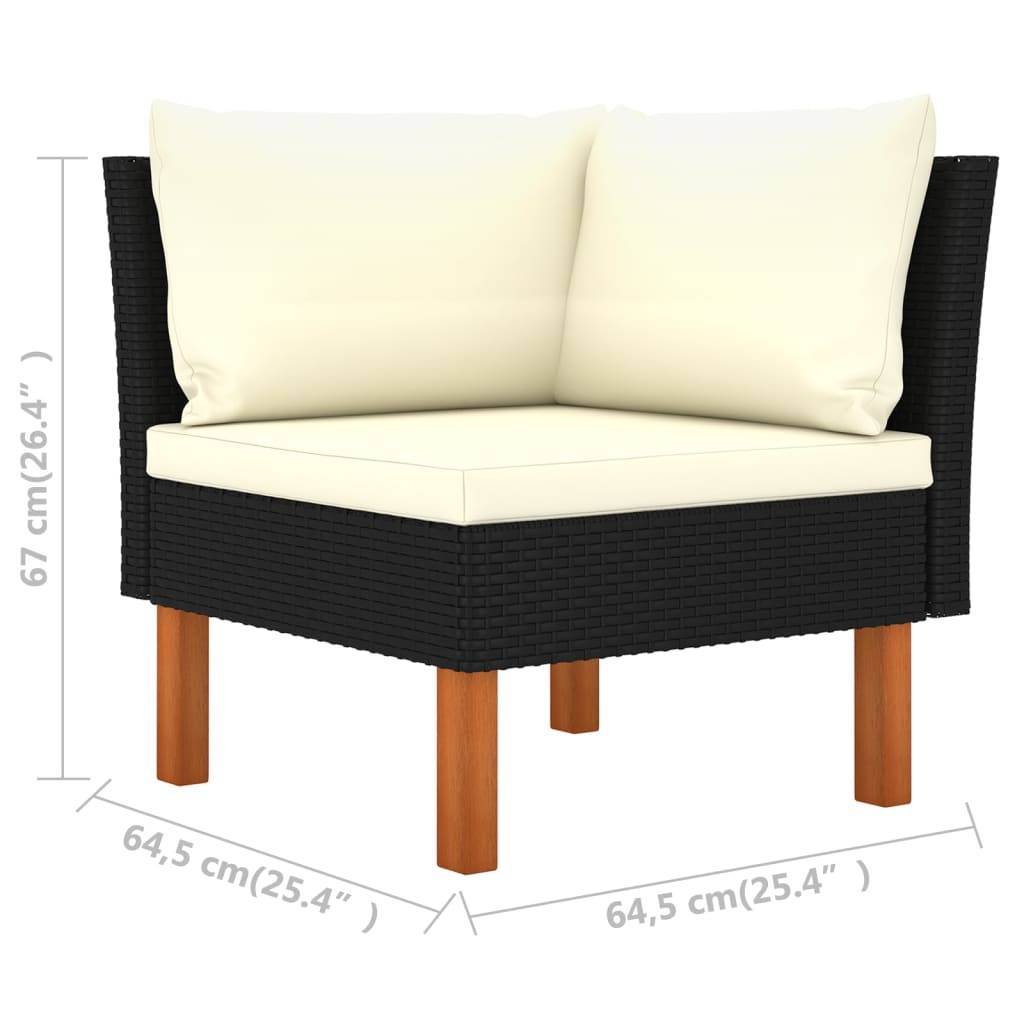 vidaXL 7-tlg. Garten-Lounge-Set mit Kissen Poly Rattan Schwarz