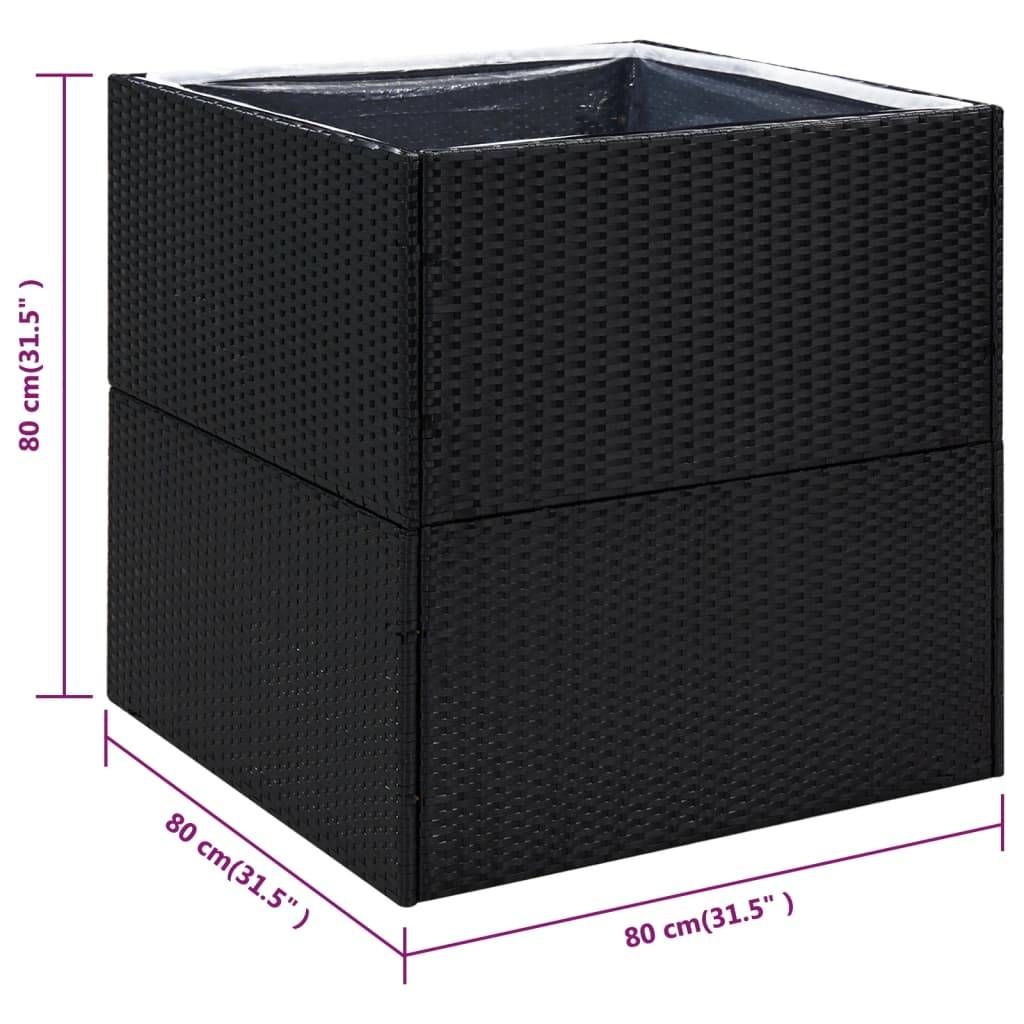 vidaXL Pflanzkübel Schwarz 80x80x80 cm Poly Rattan