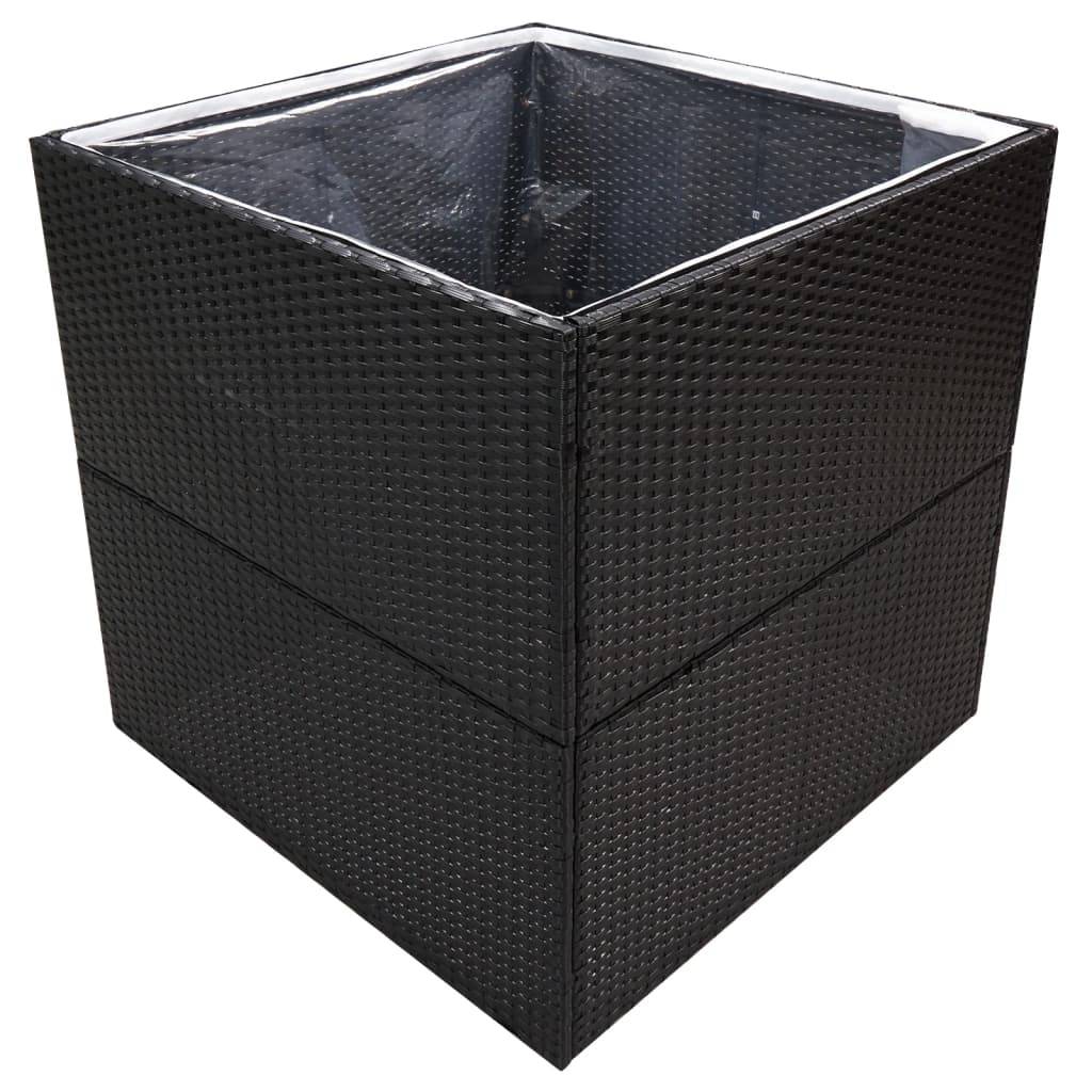 vidaXL Pflanzkübel Schwarz 80x80x80 cm Poly Rattan
