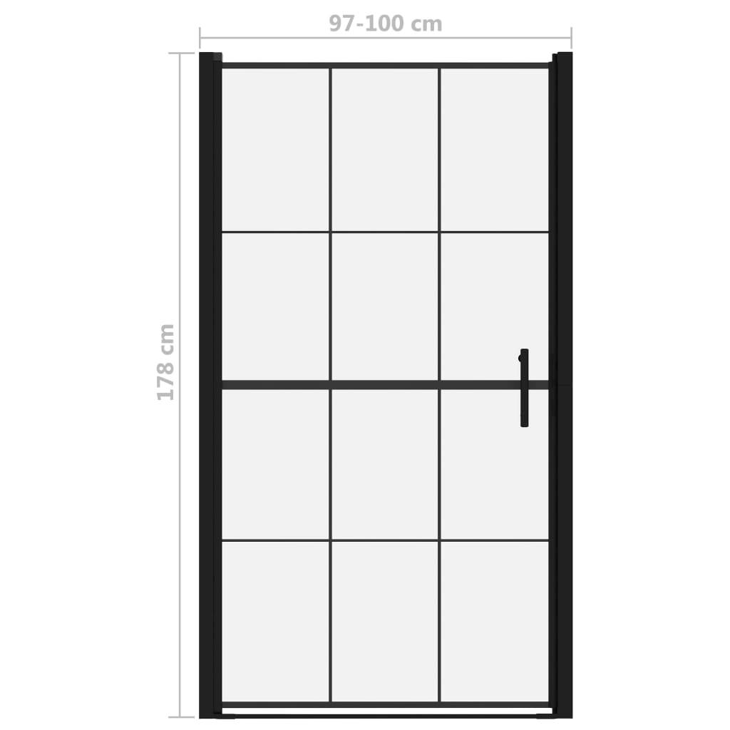 vidaXL Duschtür Hartglas 100 x 178 cm Schwarz