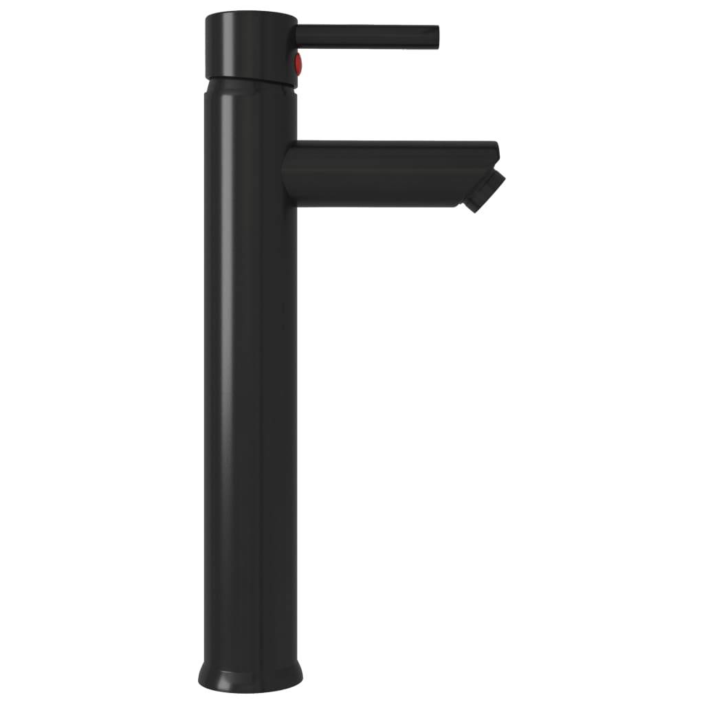 vidaXL Badezimmer Waschbecken mit Wasserhahn Ablaufgarnitur Schwarz