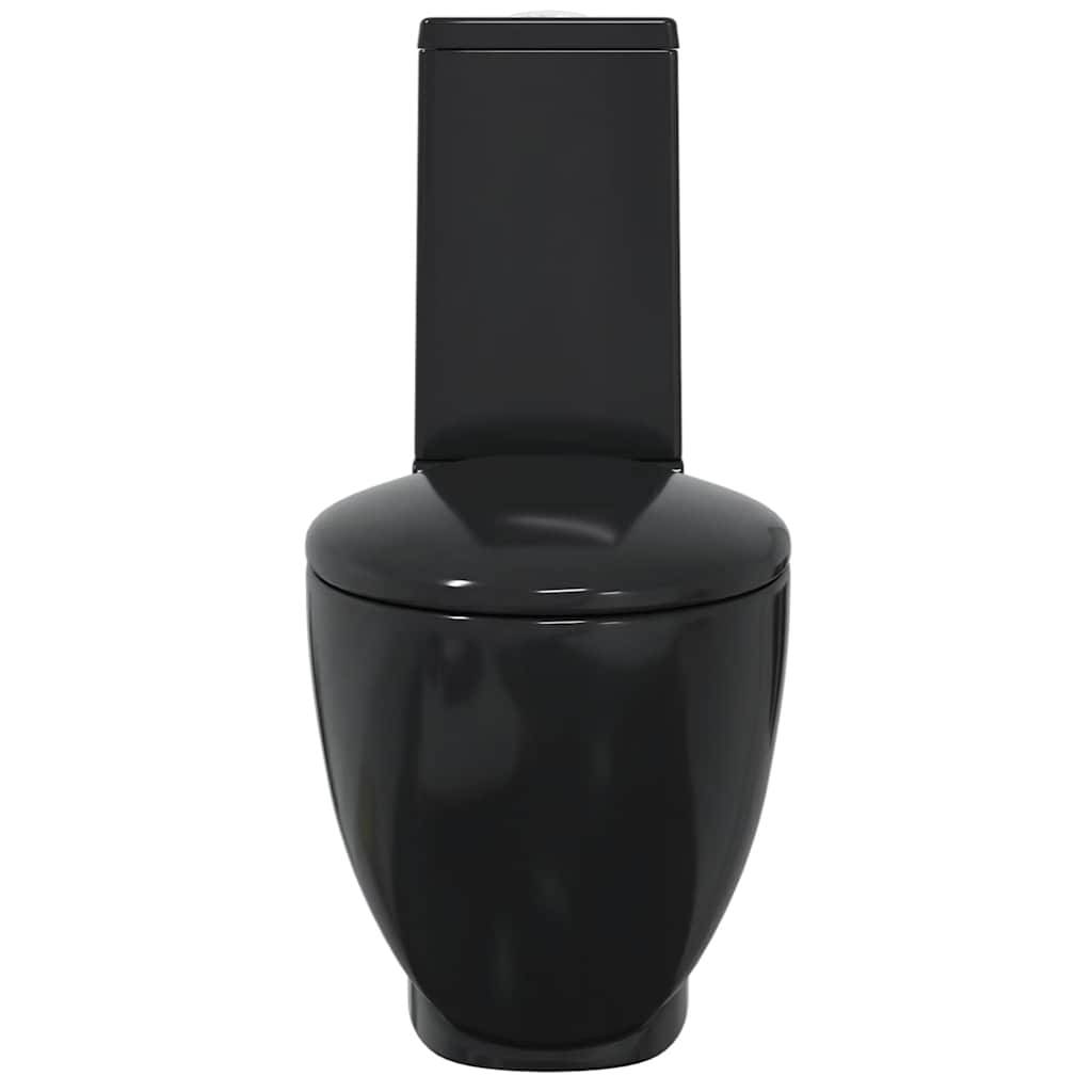 vidaXL WC Keramik-Toilette Badezimmer Rund Senkrechter Abgang Schwarz