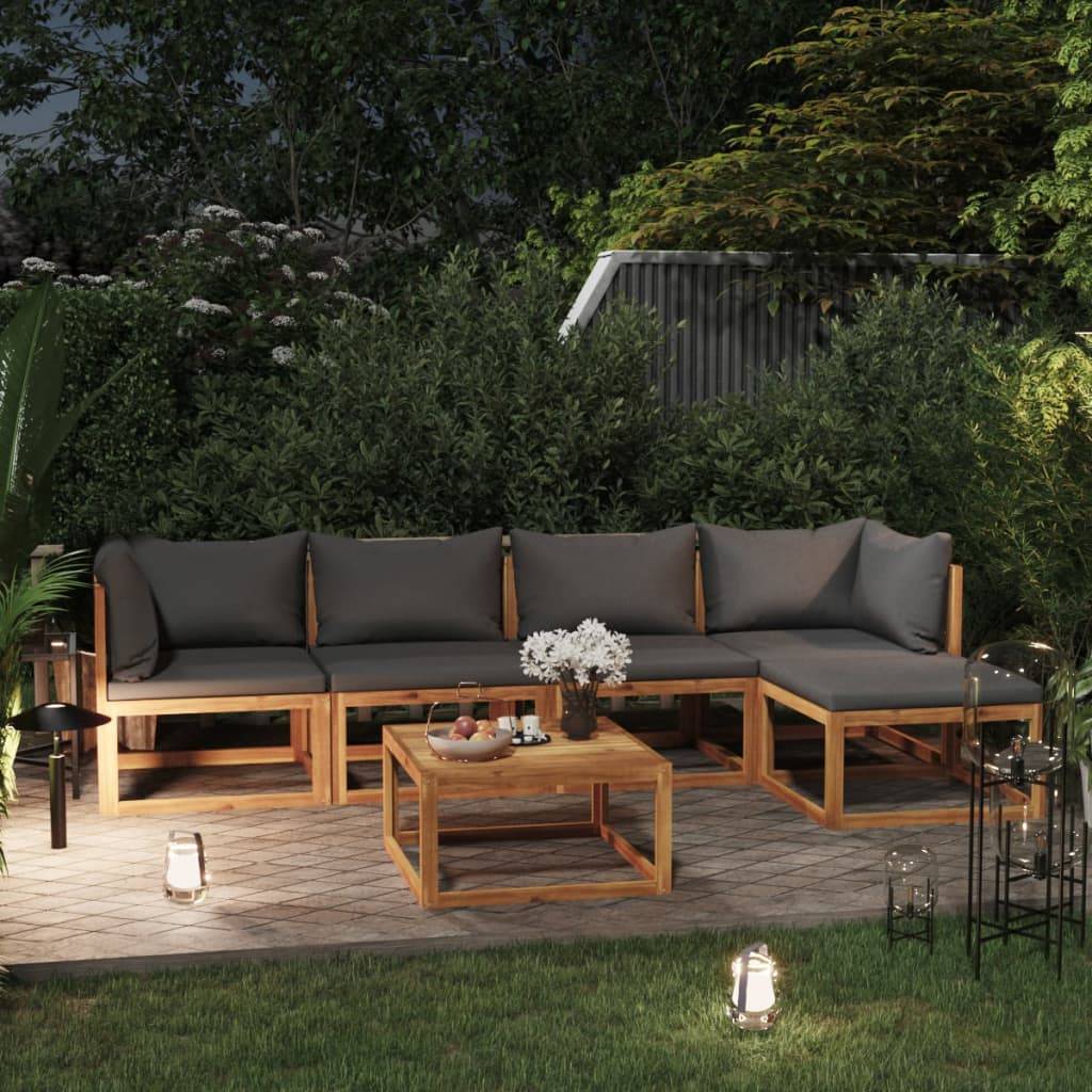 vidaXL 6-tlg. Garten-Lounge-Set mit Auflagen Massivholz Akazie