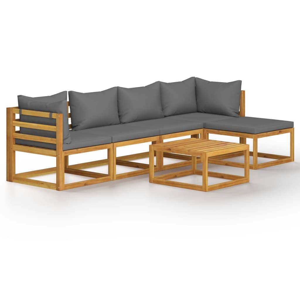 vidaXL 6-tlg. Garten-Lounge-Set mit Auflagen Massivholz Akazie