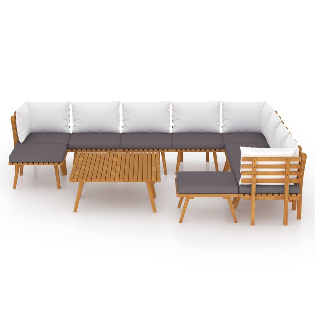 vidaXL 12-tlg. Garten-Lounge-Set mit Kissen Massivholz Akazie