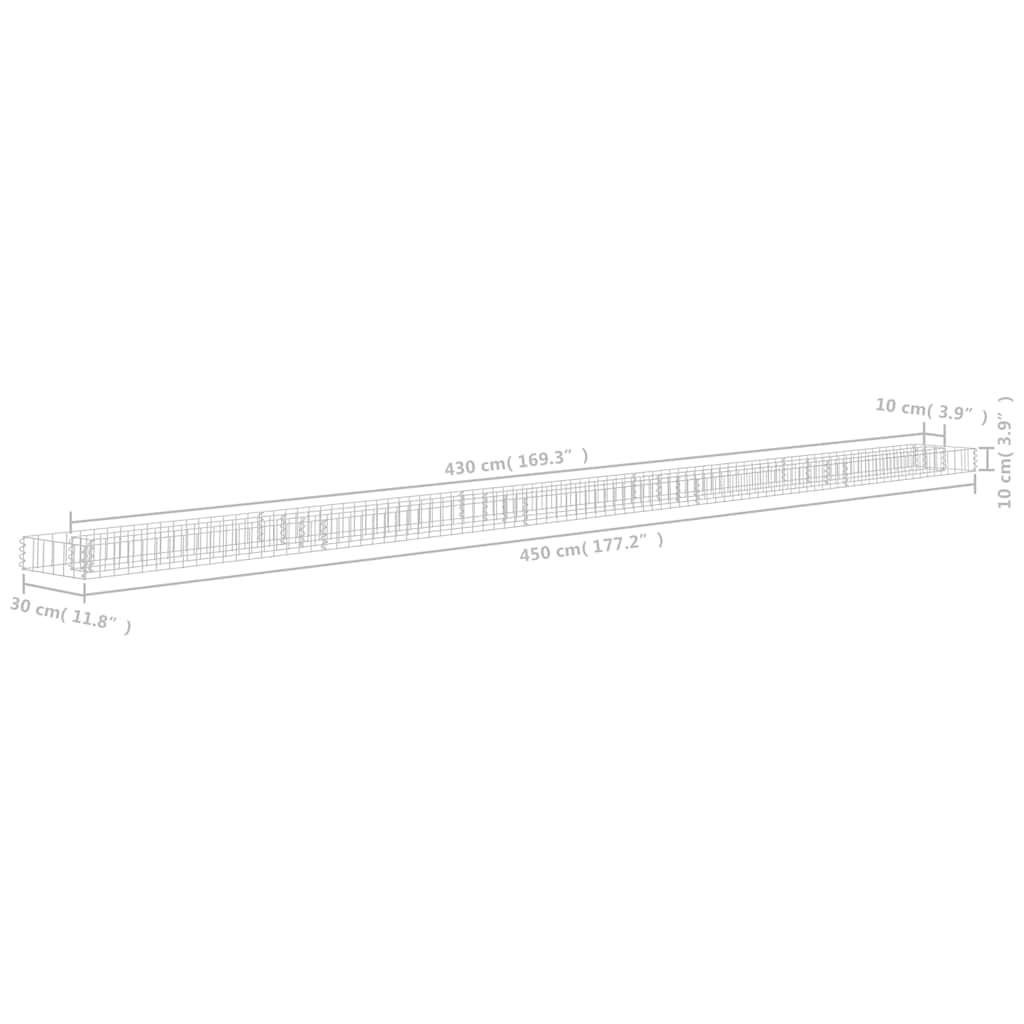 vidaXL Gabionen-Hochbeet Verzinkter Stahl 450x30x10 cm
