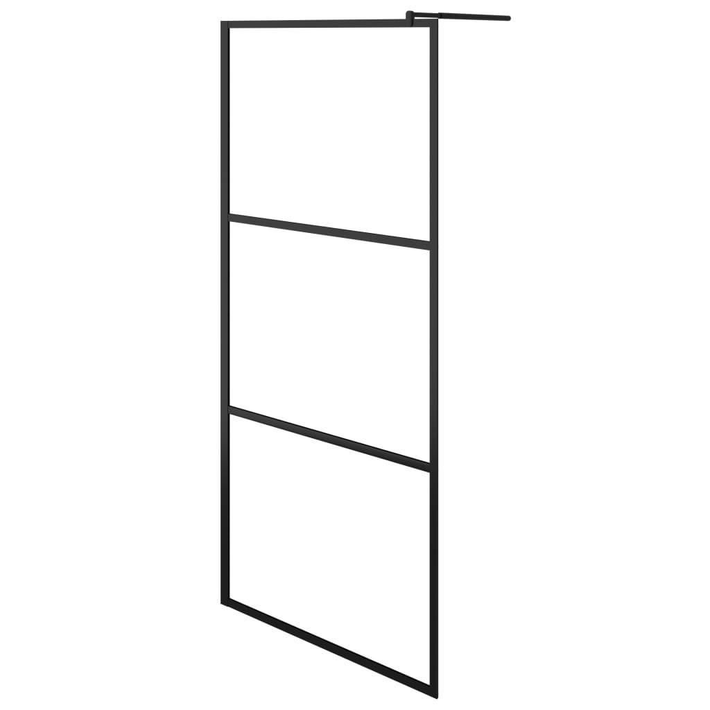 vidaXL Duschwand für Begehbare Duschen ESG-Klarglas Schwarz 100x195 cm