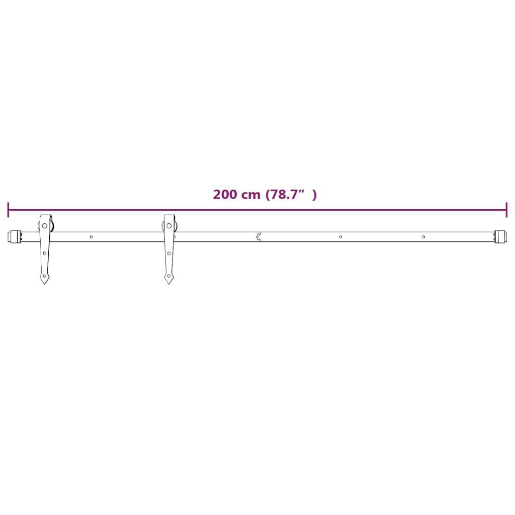 vidaXL Schiebetürbeschlag 200 cm Stahl Weiß