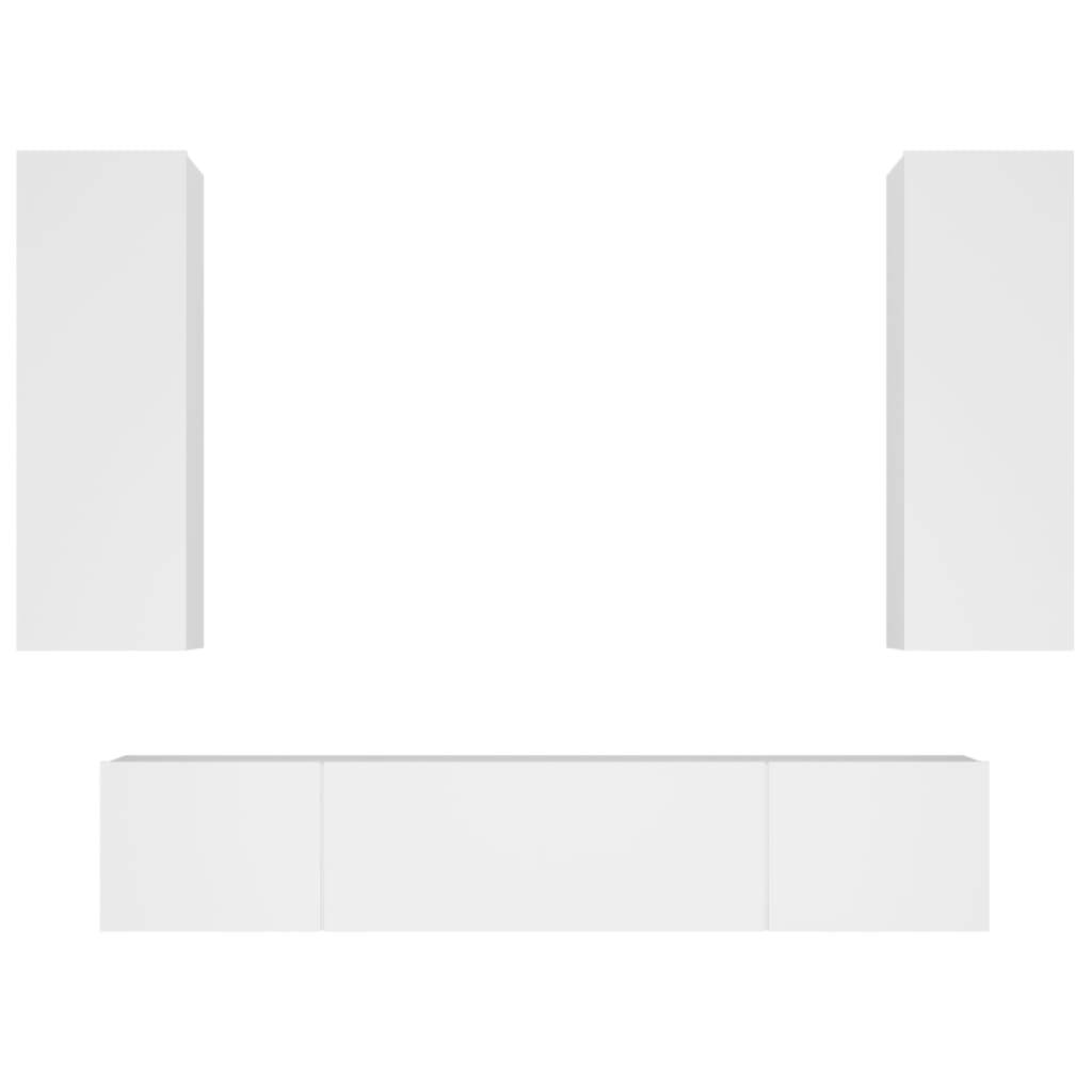 vidaXL 4-tlg. TV-Schrank-Set Weiß Holzwerkstoff