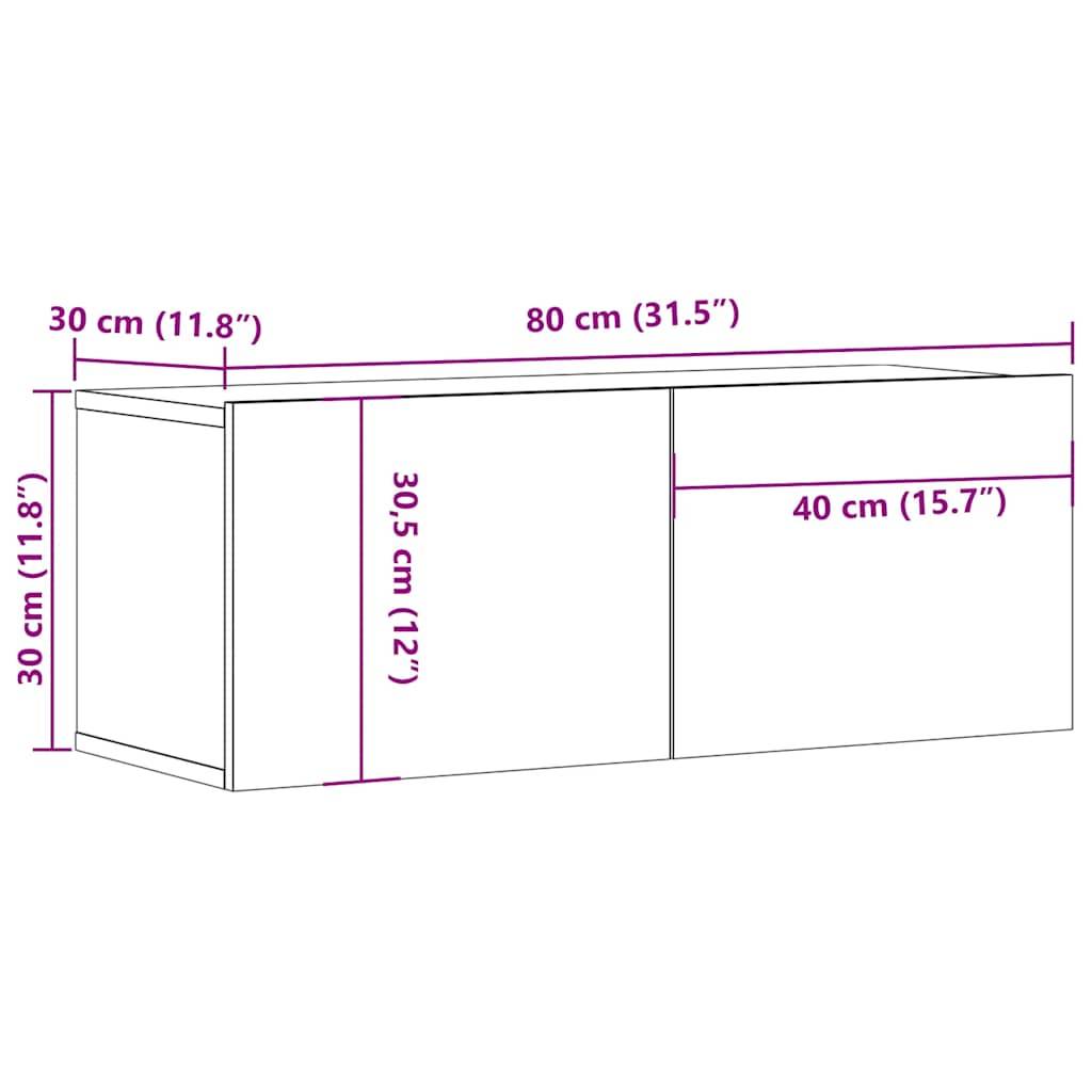 vidaXL TV-Schränke 2 Stk. Betongrau 80x30x30 cm Holzwerkstoff