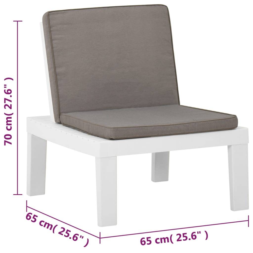 vidaXL Gartenstühle mit Auflagen 2 Stk. Kunststoff Weiß