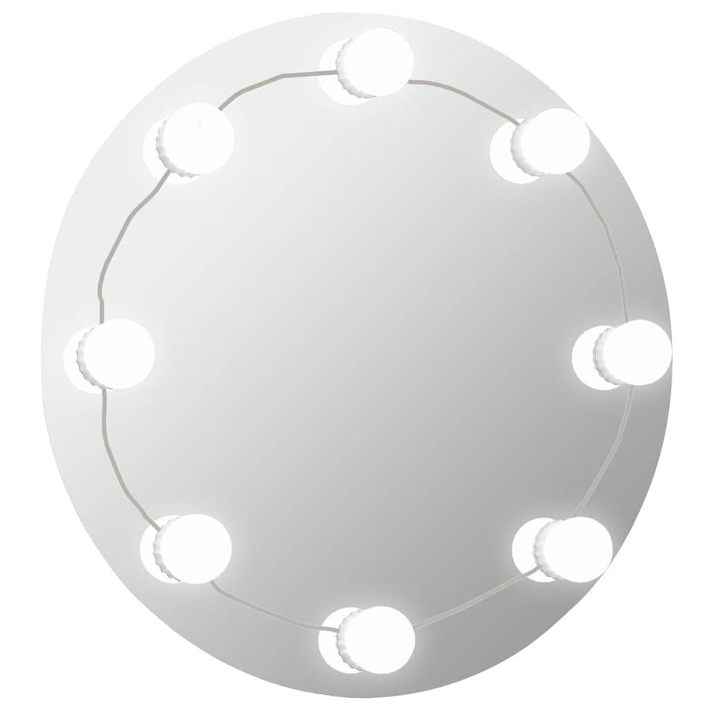 vidaXL Wandspiegel ohne Rahmen mit LED-Beleuchtung Rund Glas