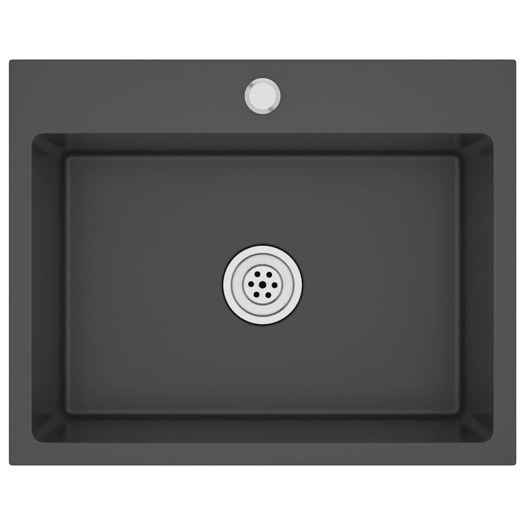 vidaXL Handgemachte Einbauspüle Schwarz Edelstahl