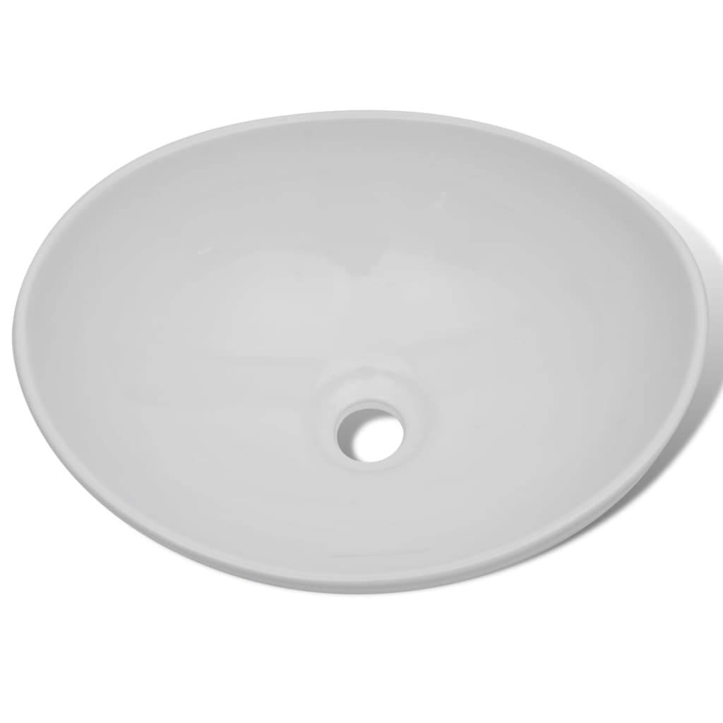 vidaXL Keramik Waschbecken 40 x 33 cm Oval Weiß