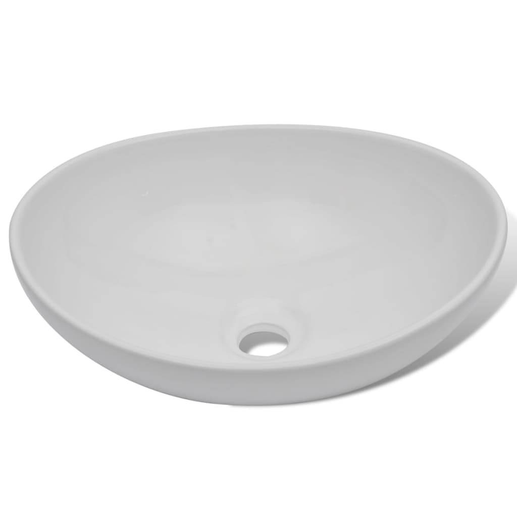 vidaXL Keramik Waschbecken 40 x 33 cm Oval Weiß