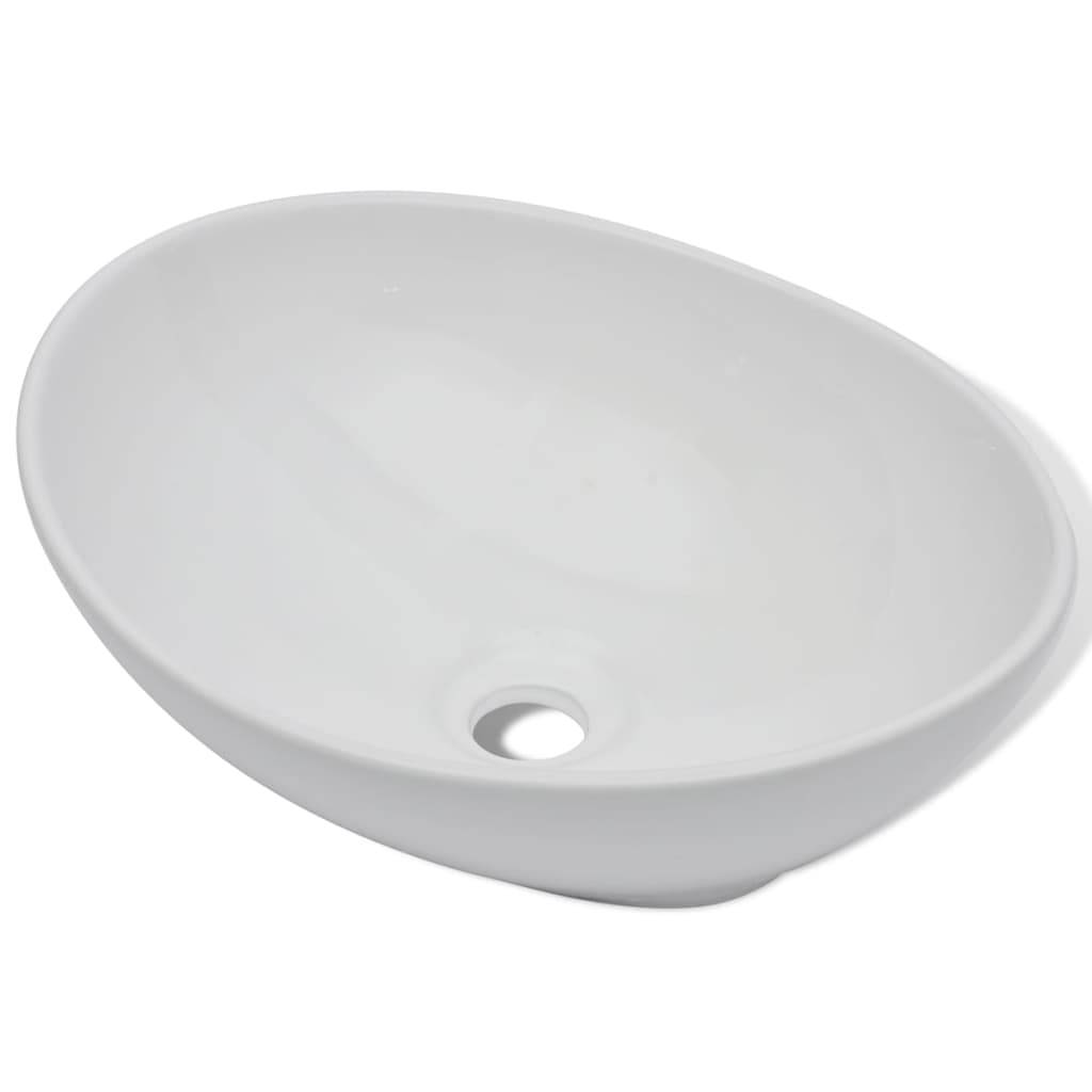 vidaXL Keramik Waschbecken 40 x 33 cm Oval Weiß