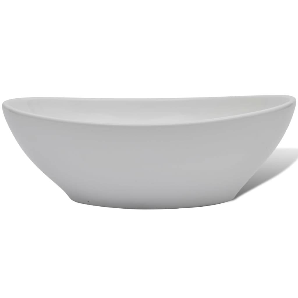 vidaXL Keramik Waschbecken 40 x 33 cm Oval Weiß