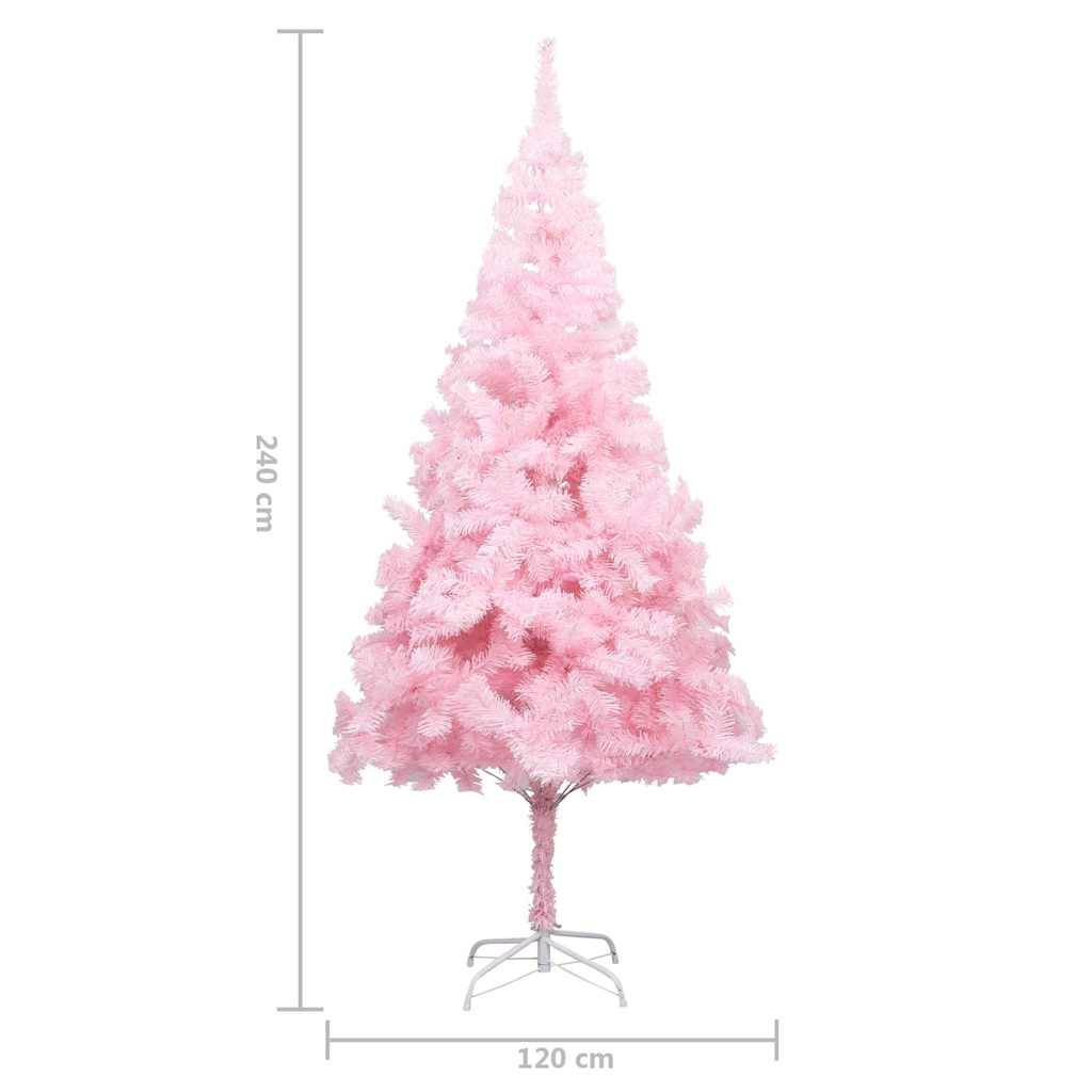 vidaXL Künstlicher Weihnachtsbaum mit Beleuchtung &amp; Kugeln Rosa 240cm