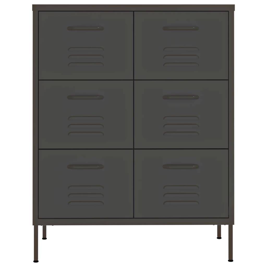 vidaXL Schubladenschrank Anthrazit 80x35x101,5 cm Stahl