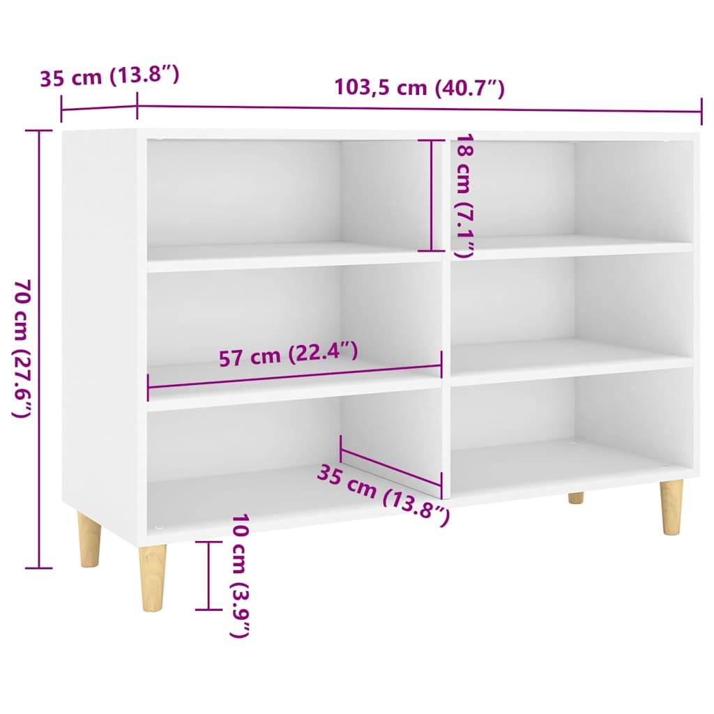 vidaXL Sideboard Weiß 103,5x35x70 cm Holzwerkstoff