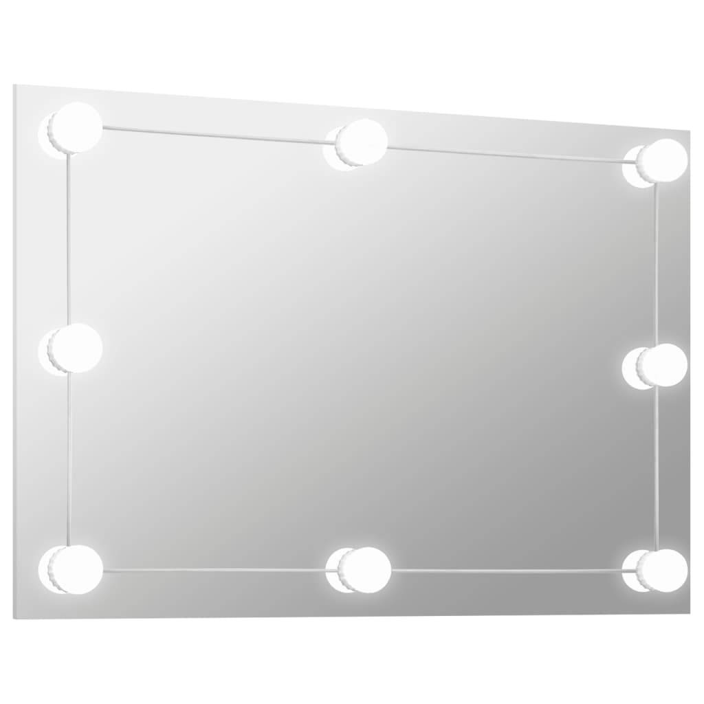 vidaXL Wandspiegel ohne Rahmen mit LED-Beleuchtung Rechteckig Glas