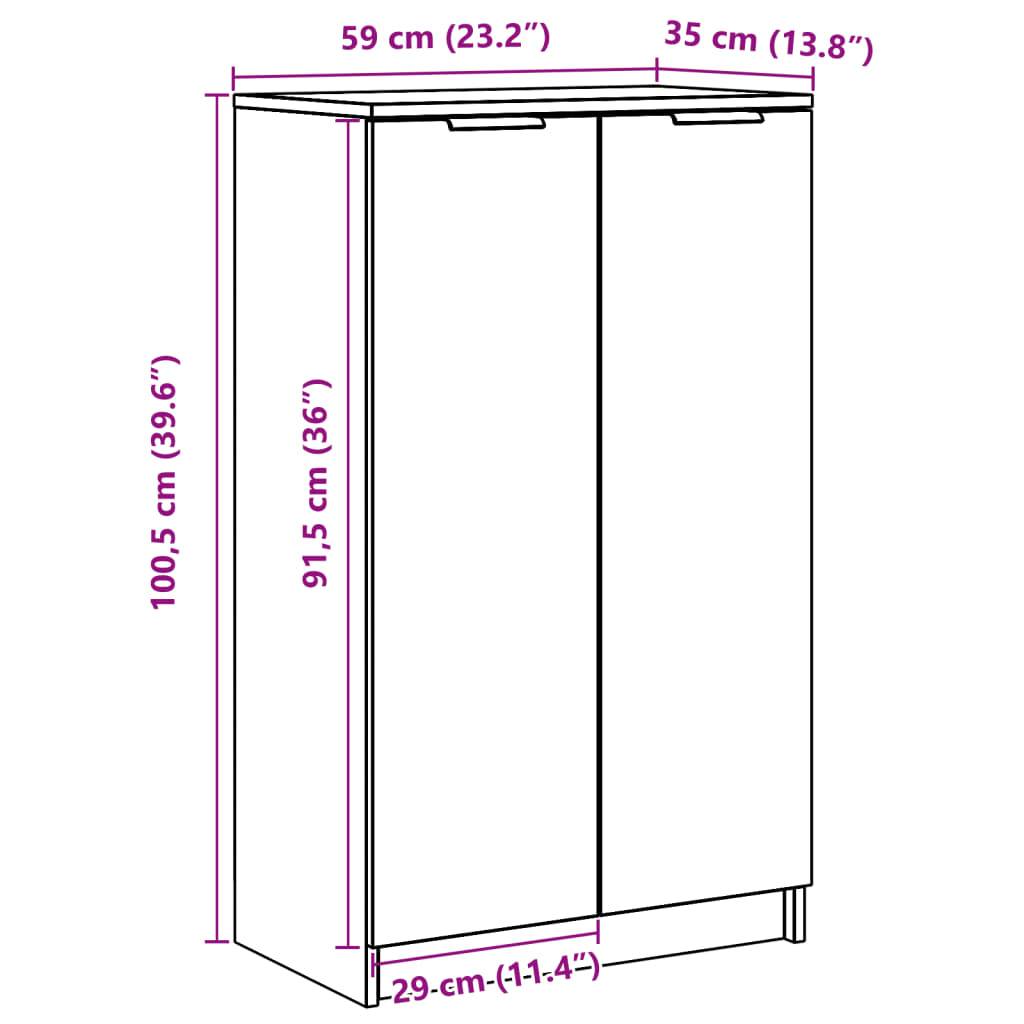 vidaXL Schuhschrank Artisan-Eiche 59x35x100,5 cm Holzwerkstoff