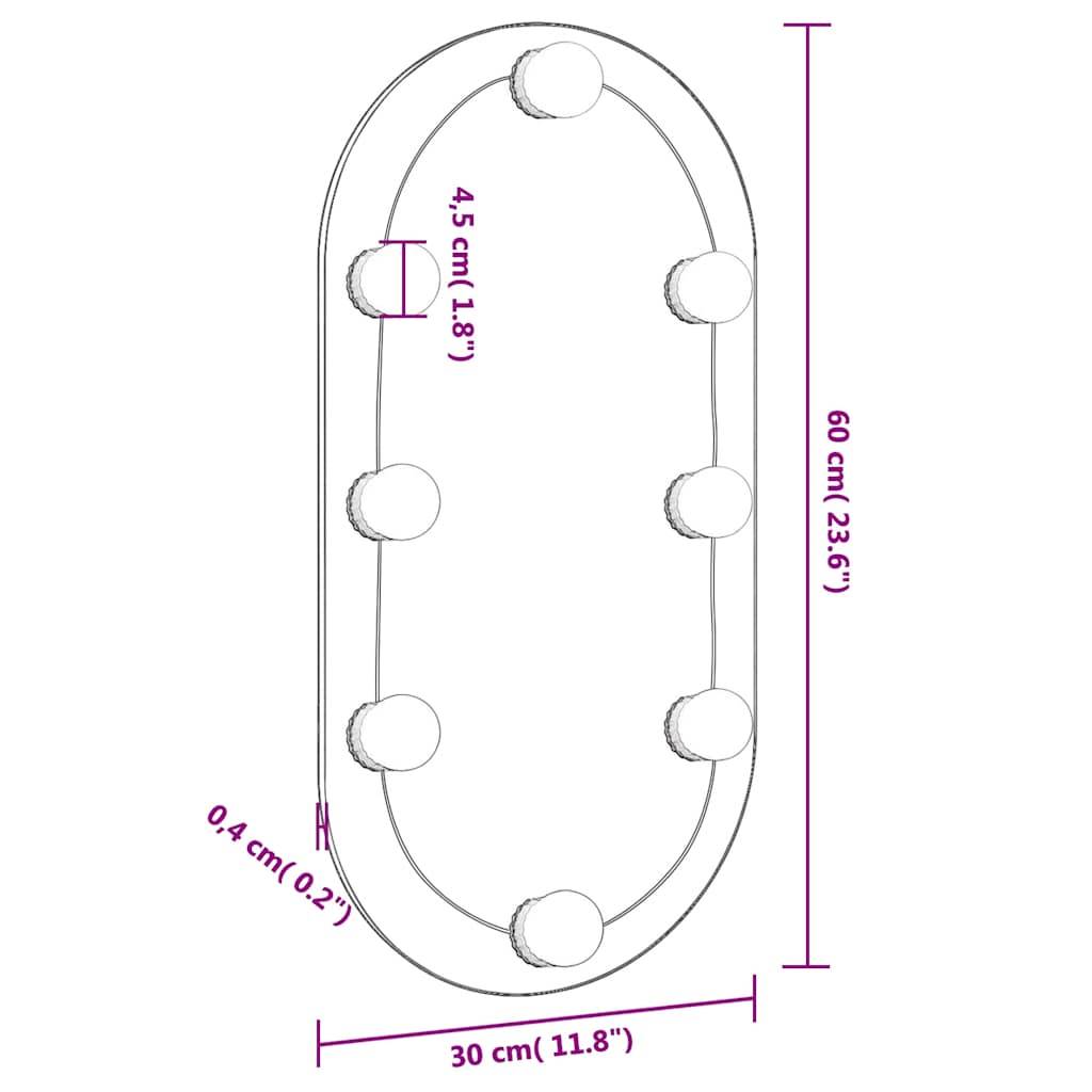 vidaXL Spiegel mit LED-Leuchten 60x30 cm Glas Oval