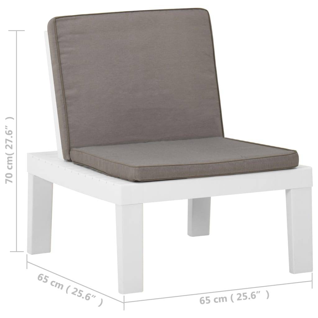 vidaXL Garten-Lounge-Stuhl mit Auflage Kunststoff Weiß