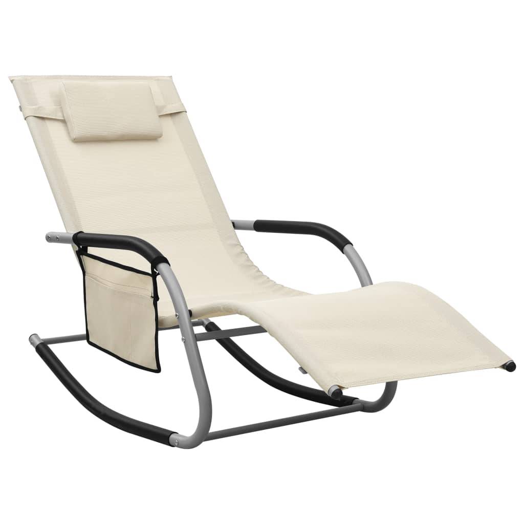 vidaXL Sonnenliegen 2 Stk. Textilene Creme und Grau
