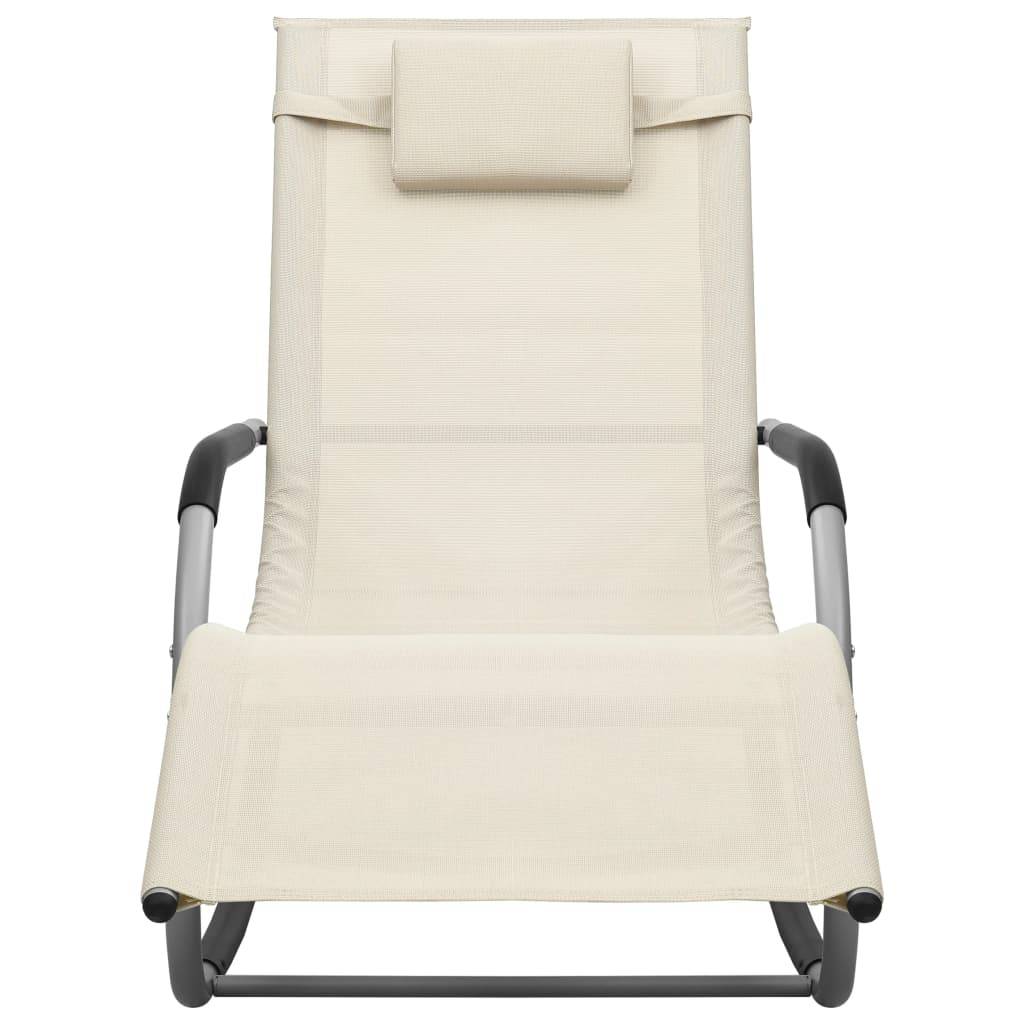 vidaXL Sonnenliegen 2 Stk. Textilene Creme und Grau