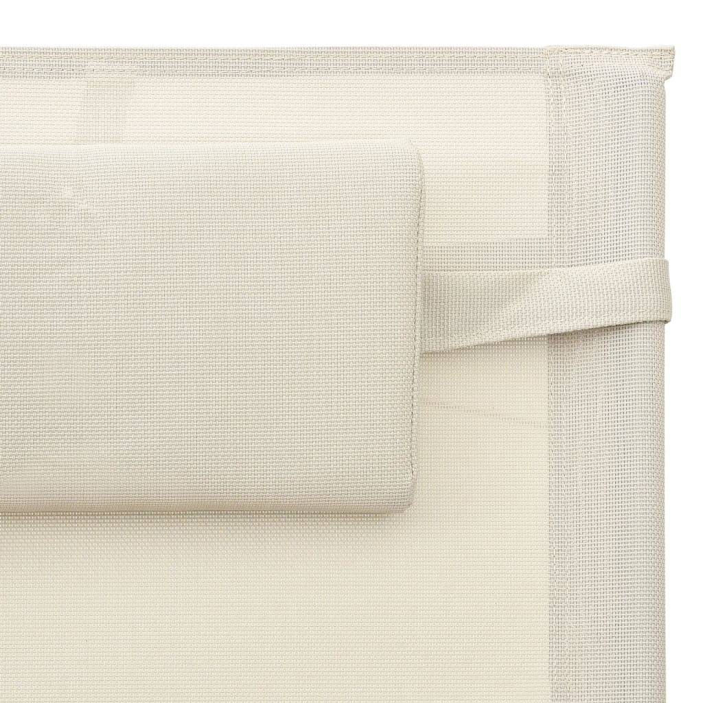 vidaXL Sonnenliegen 2 Stk. Textilene Creme und Grau