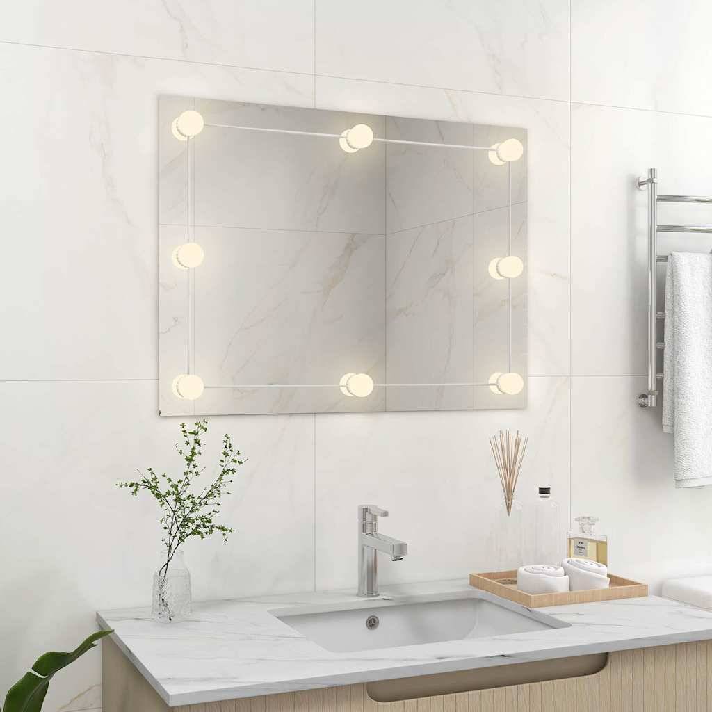 vidaXL Wandspiegel ohne Rahmen mit LED-Beleuchtung Rechteckig Glas