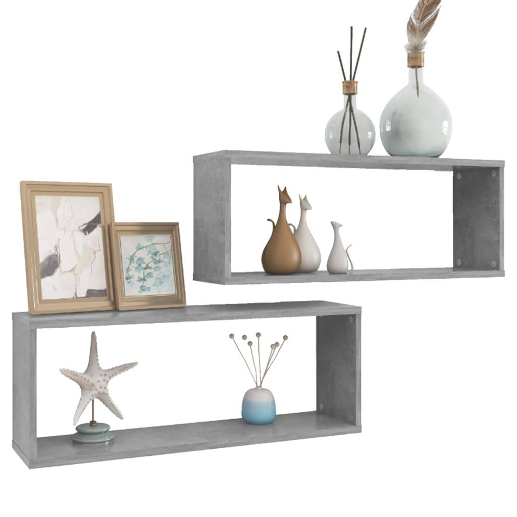 vidaXL Würfelregale 2 Stk. Betongrau 60x15x23 cm Holzwerkstoff