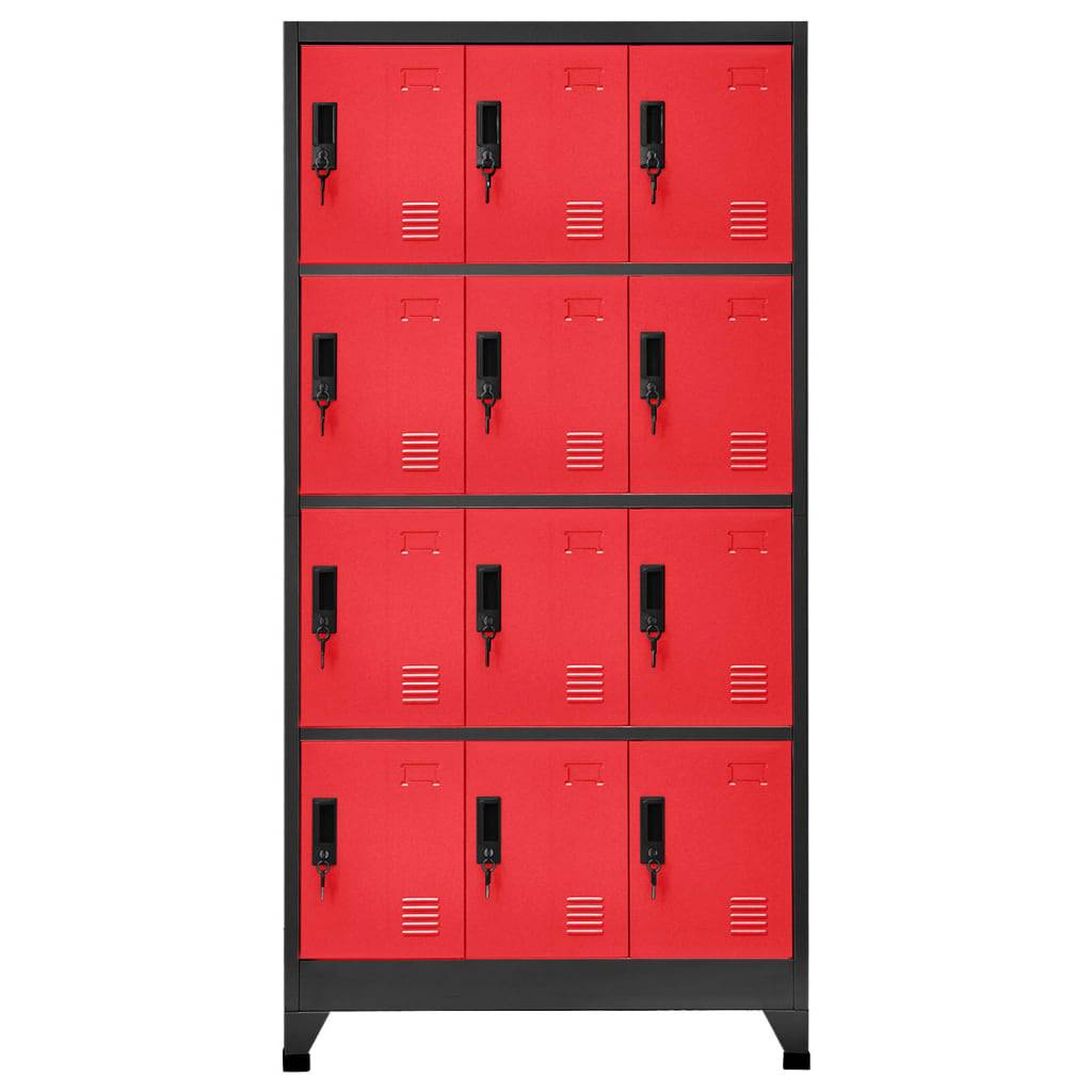 vidaXL Schließfachschrank Anthrazit und Rot 90x45x180 cm Stahl