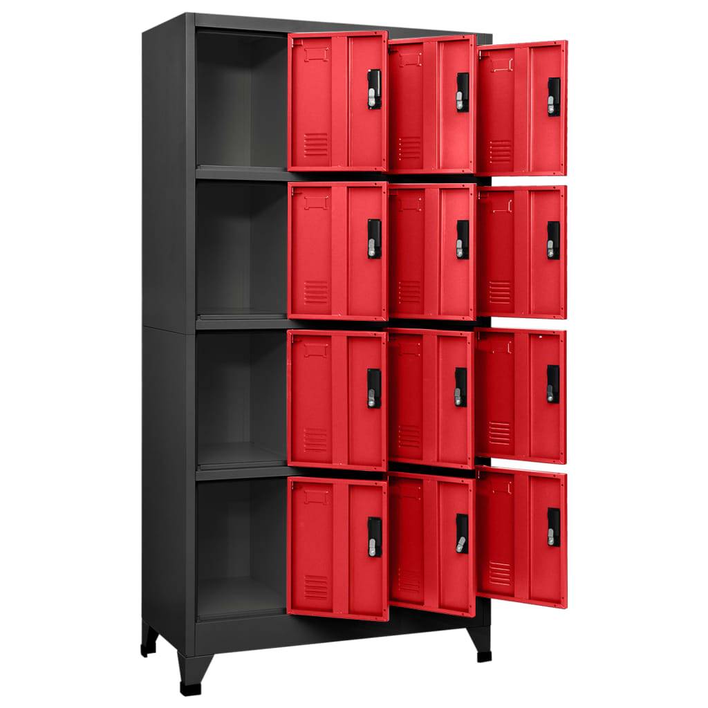 vidaXL Schließfachschrank Anthrazit und Rot 90x45x180 cm Stahl