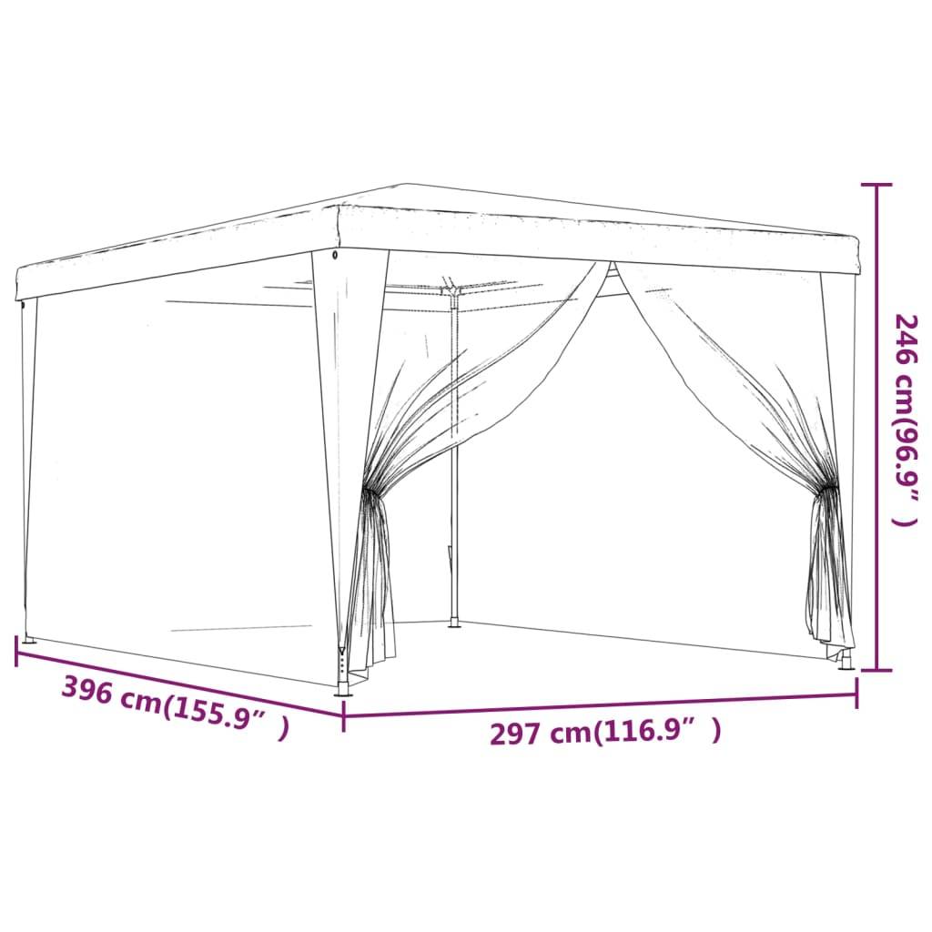 vidaXL Partyzelt mit 4 Mesh-Seitenwänden Grün 3x4 m HDPE