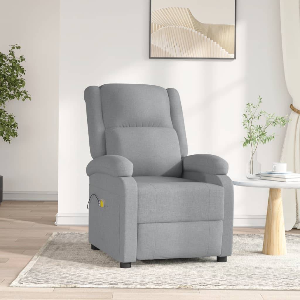 vidaXL Massagesessel Elektrisch Hellgrau Stoff