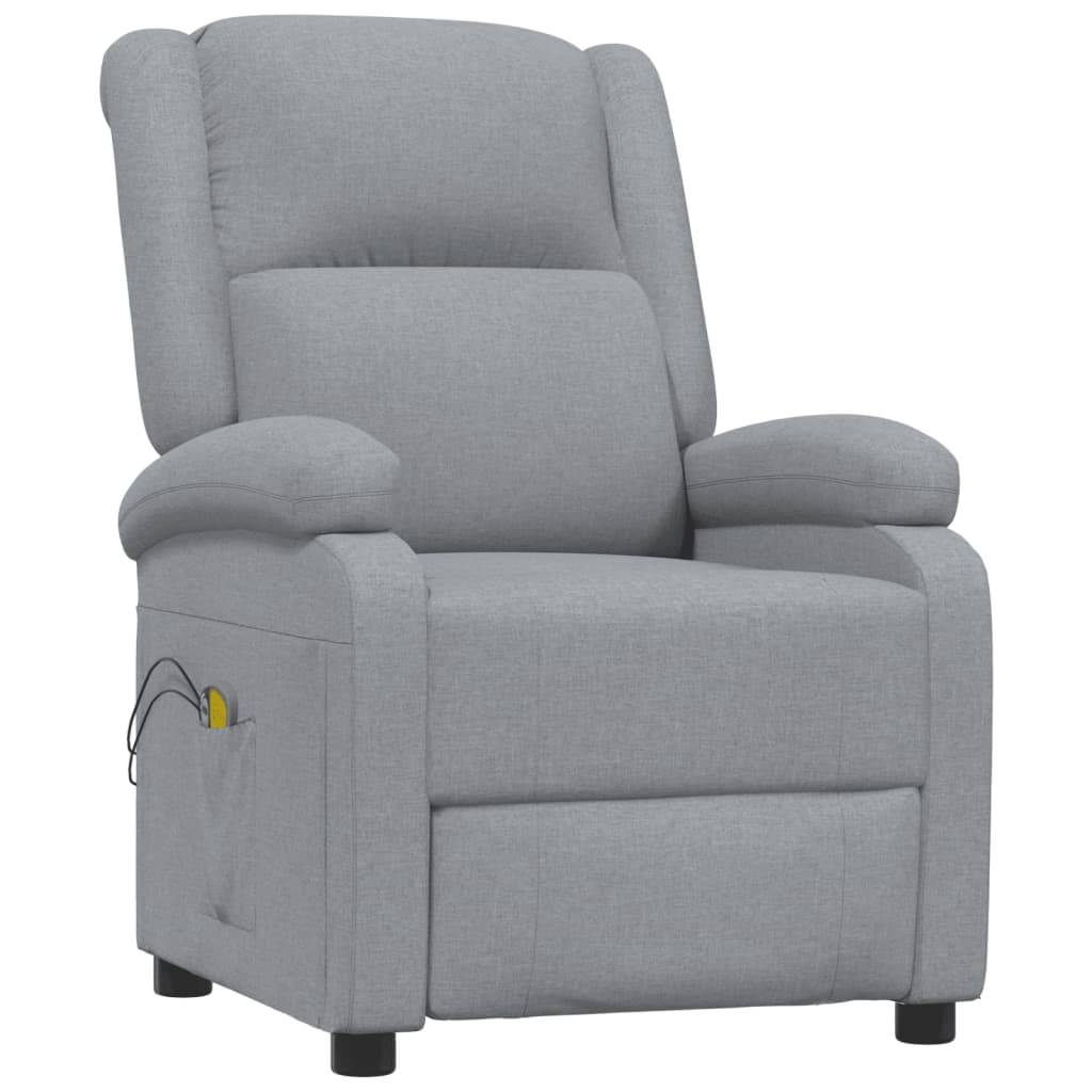 vidaXL Massagesessel Elektrisch Hellgrau Stoff