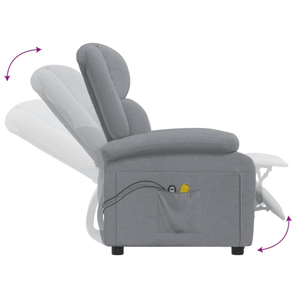 vidaXL Massagesessel Elektrisch Hellgrau Stoff