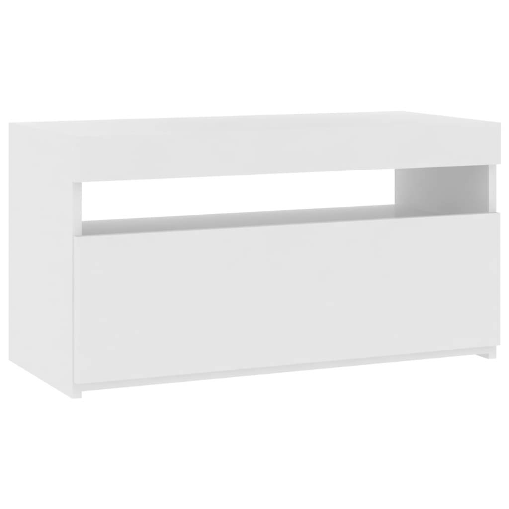 vidaXL TV-Schrank mit LED-Leuchten Hochglanz-Weiß 75x35x40 cm