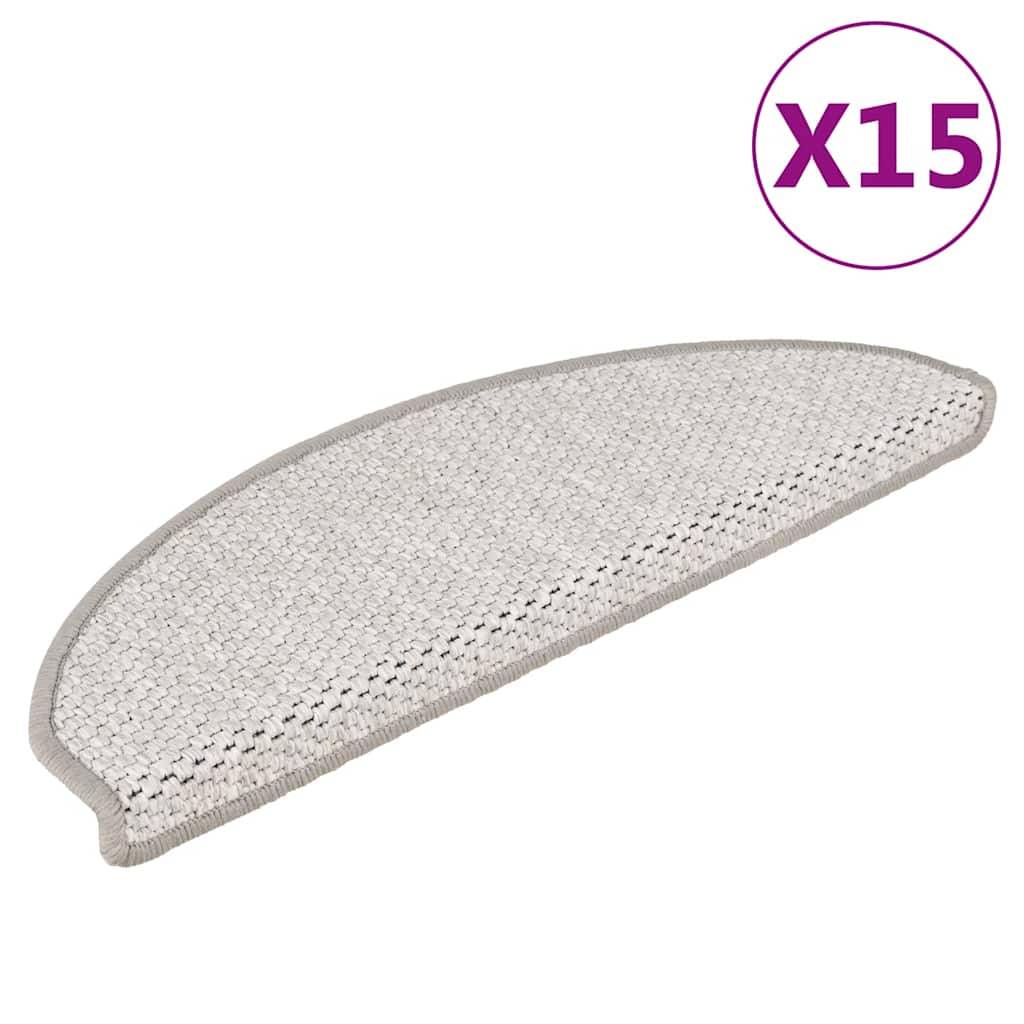 vidaXL Treppenmatten Selbstklebend Sisal-Look 15 Stk. 65x21x4 Platina