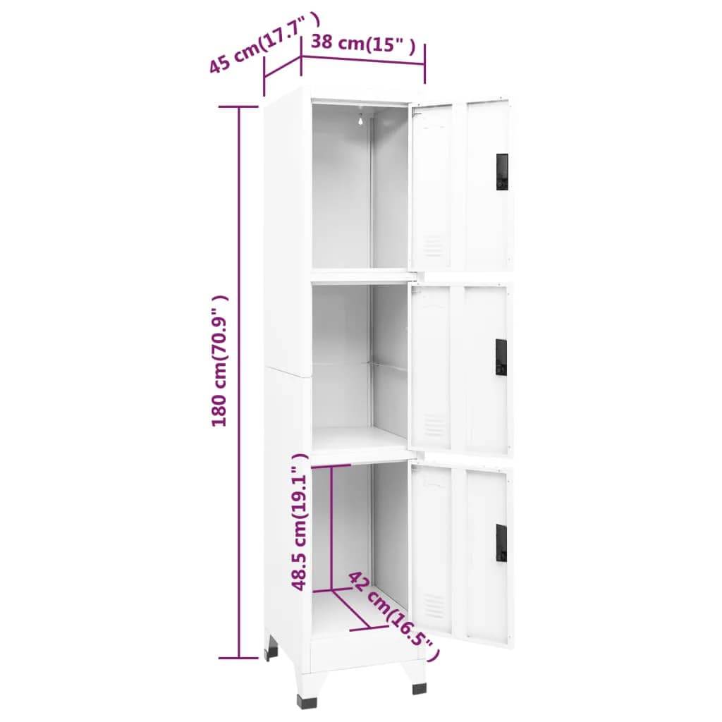 vidaXL Schließfachschrank Weiß 38x45x180 cm Stahl