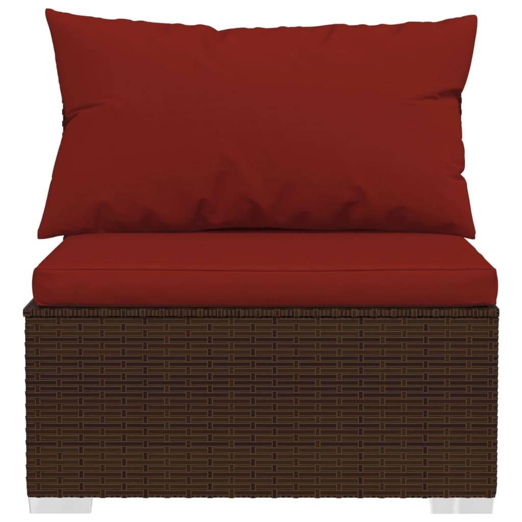 vidaXL 2-tlg. Garten-Lounge-Set mit Kissen Poly Rattan Braun