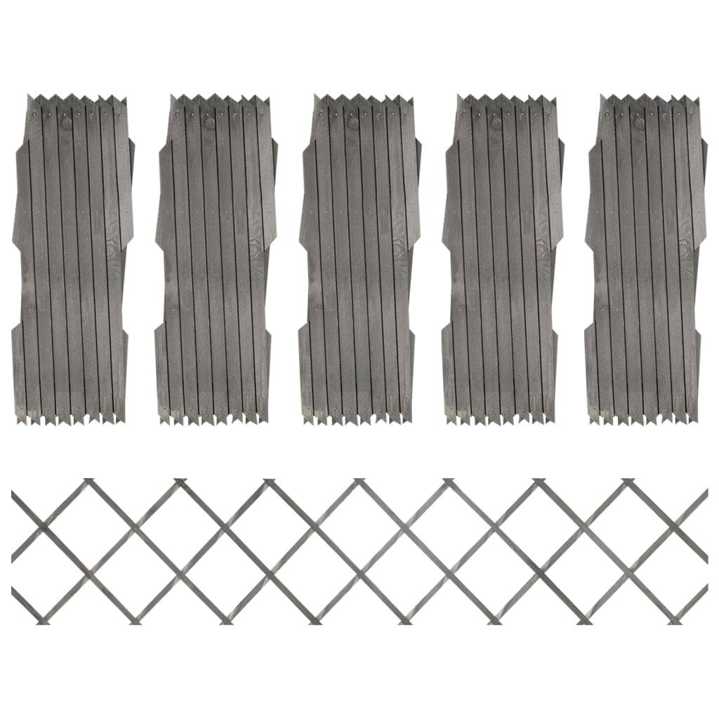 vidaXL Rankzäune 5 Stk. Grau Massivholz Tanne 180x30 cm