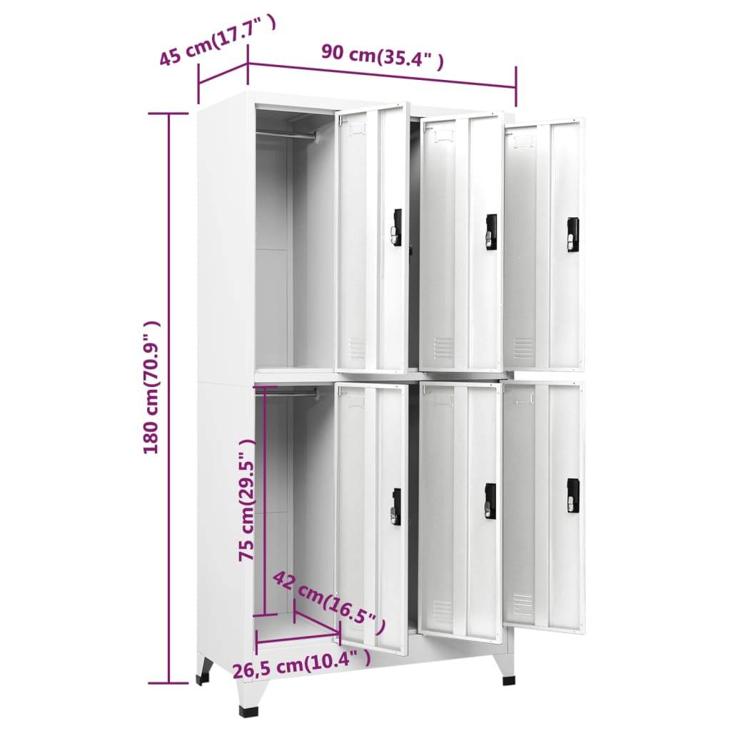 vidaXL Schließfachschrank Weiß 90x45x180 cm Stahl