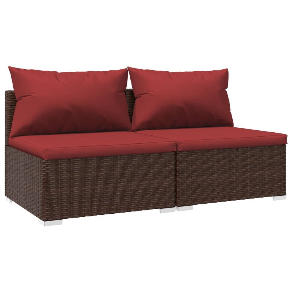 vidaXL 2-tlg. Garten-Lounge-Set mit Kissen Poly Rattan Braun