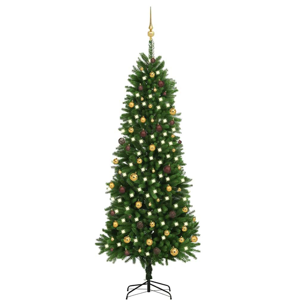 vidaXL Künstlicher Weihnachtsbaum mit Beleuchtung Kugeln 240 cm Grün