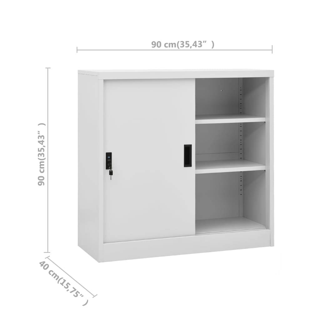 vidaXL Büroschrank mit Schiebetür Hellgrau 90x40x90 cm Stahl