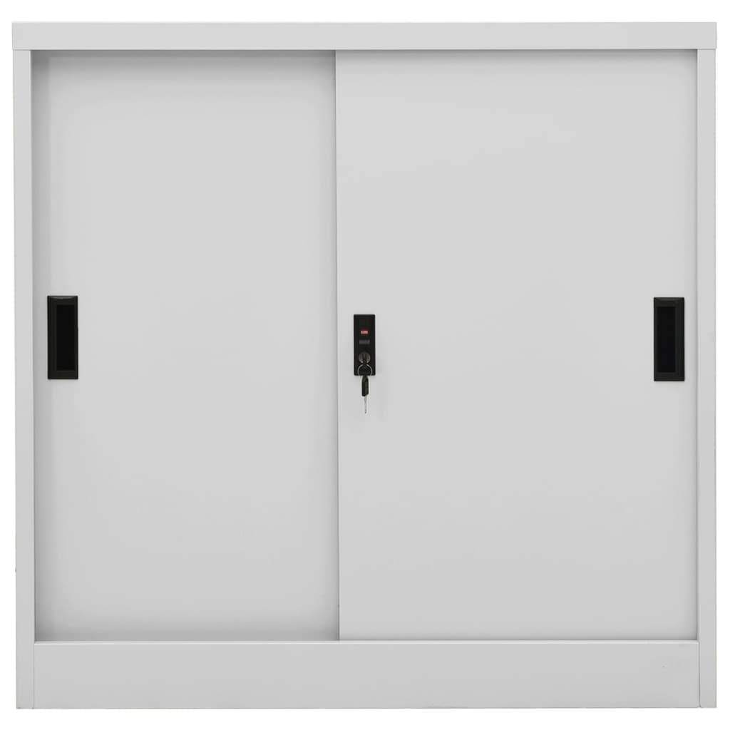 vidaXL Büroschrank mit Schiebetür Hellgrau 90x40x90 cm Stahl